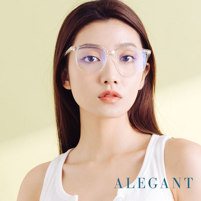ALEGANT - 輕感舒適質感TR90輕量空輕透方框UV400濾藍光眼鏡