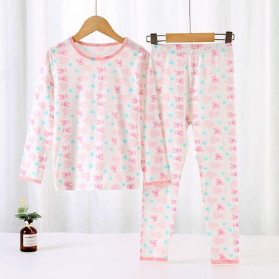 MAMDADKIDS - 透氣舒適圓領長袖套裝/家居服-愛心小熊-白色
