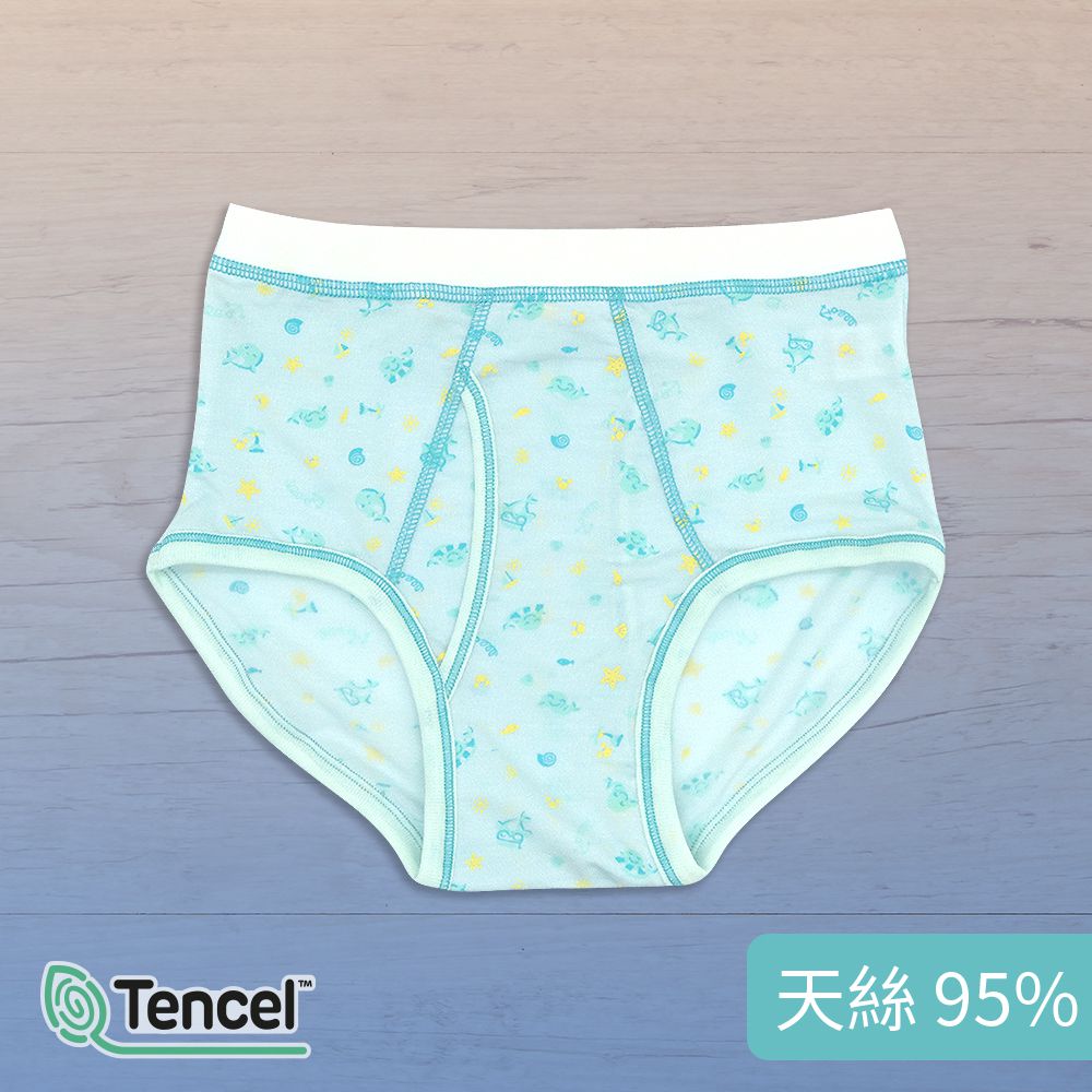 Annypepe - 男童95%天絲快樂小鯨三角褲-水色 (100-150cm)