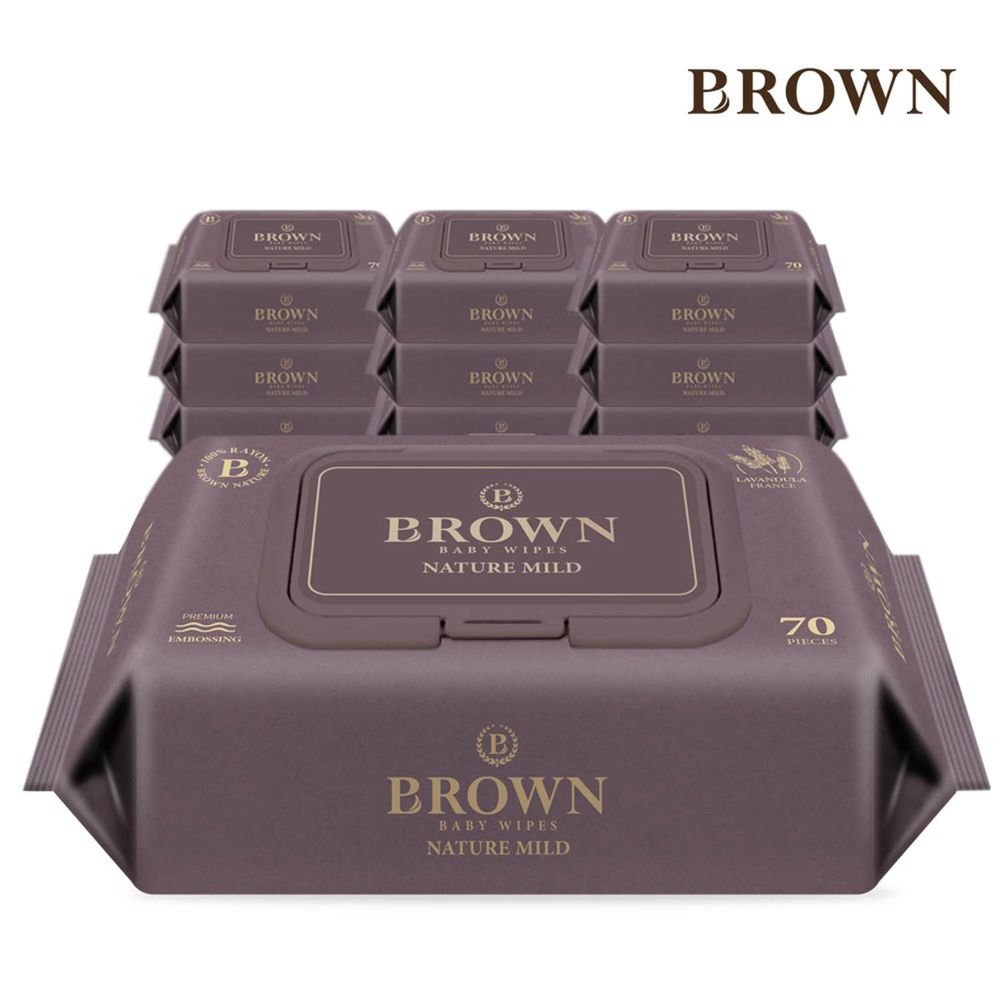 韓國BROWN - NATURE MILD 濕紙巾-薰衣草70抽(含蓋)*10包
