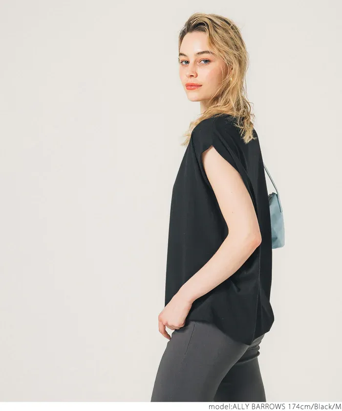 日本 COCA - 超顯瘦百搭法式袖上衣-黑