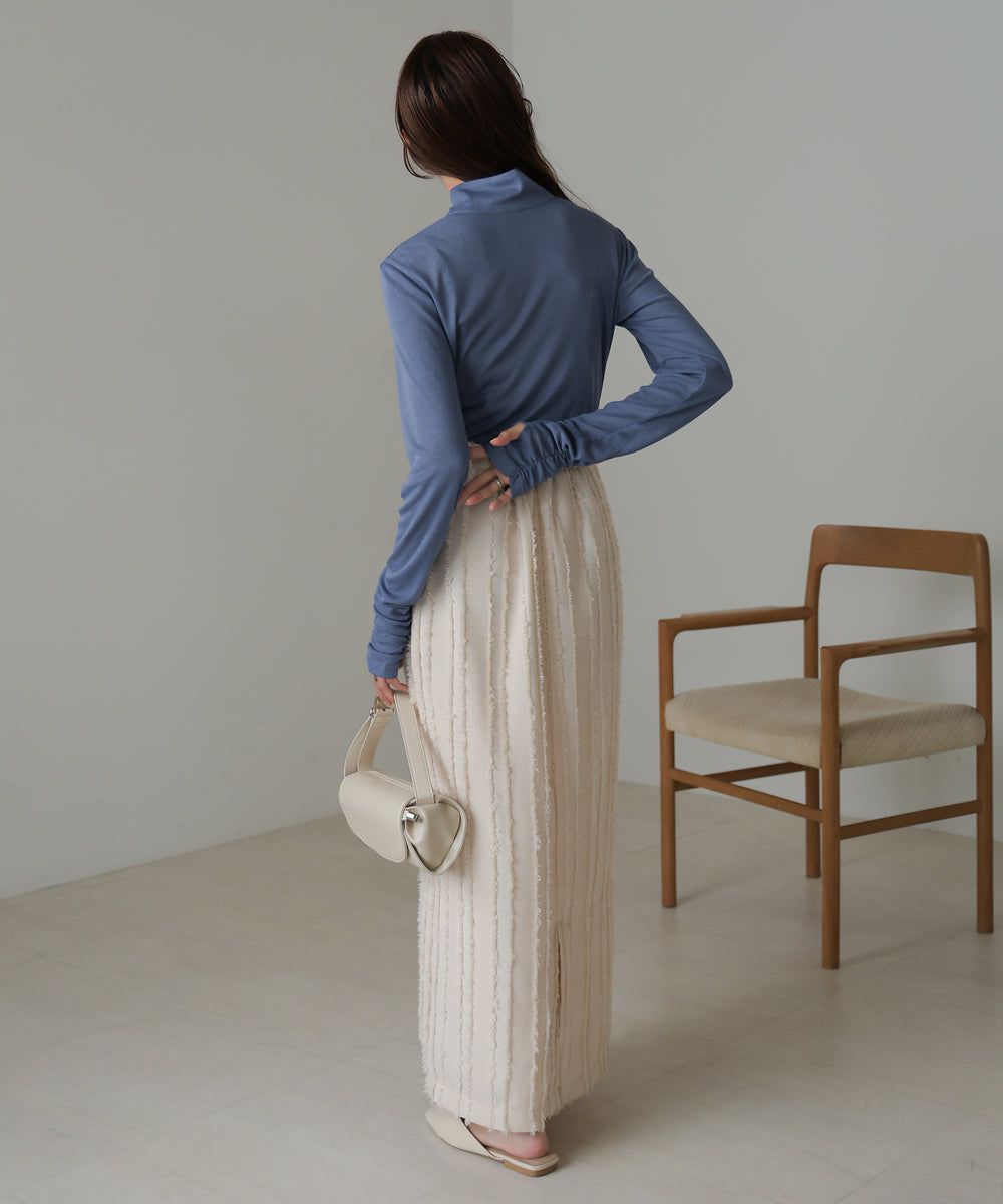 日本 Bab - 2WAY立領排扣薄長袖上衣-淺綠