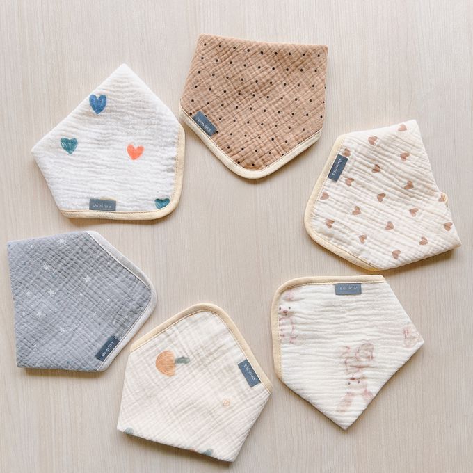 Chi-mi啾米 - 四層紗兩用圍兜6件組 (F碼25X25CM)