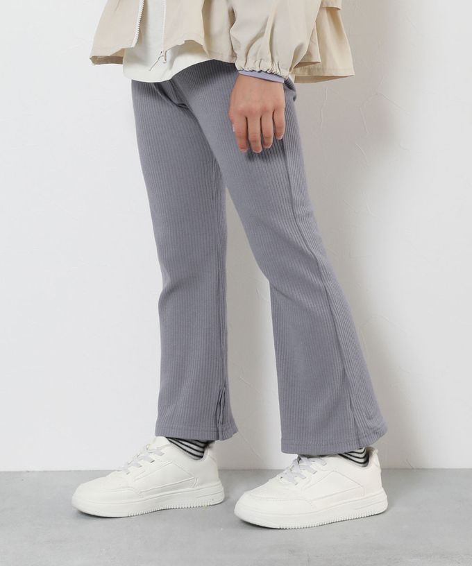 日本 devirock - 俐落羅紋開衩喇叭寬褲-霧灰紫