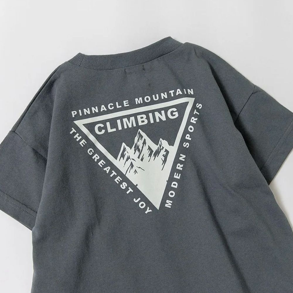 天竺棉可愛印花短袖上衣-三角山脈-炭灰