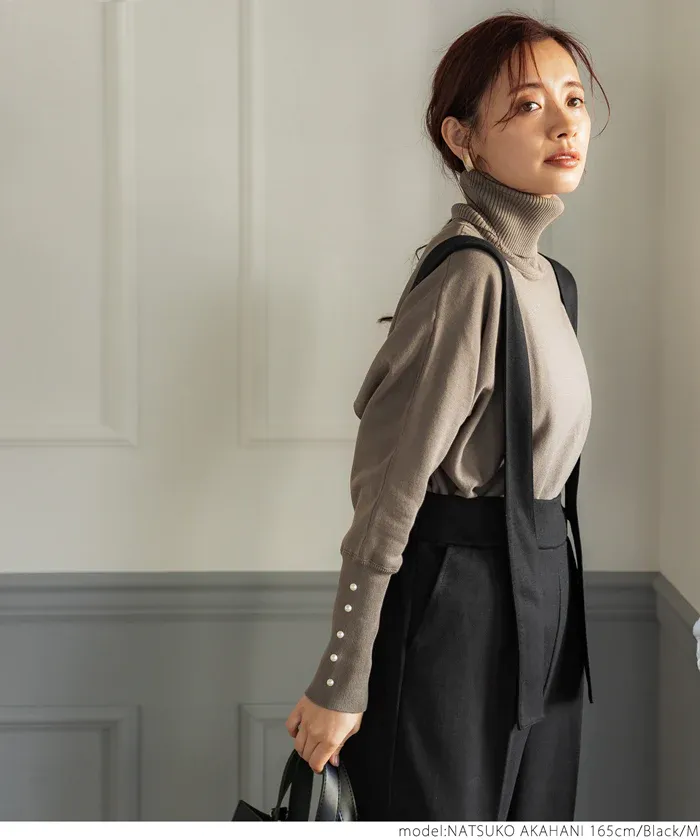 日本 COCA - 文藝復古彈性吊帶褲-大人-黑