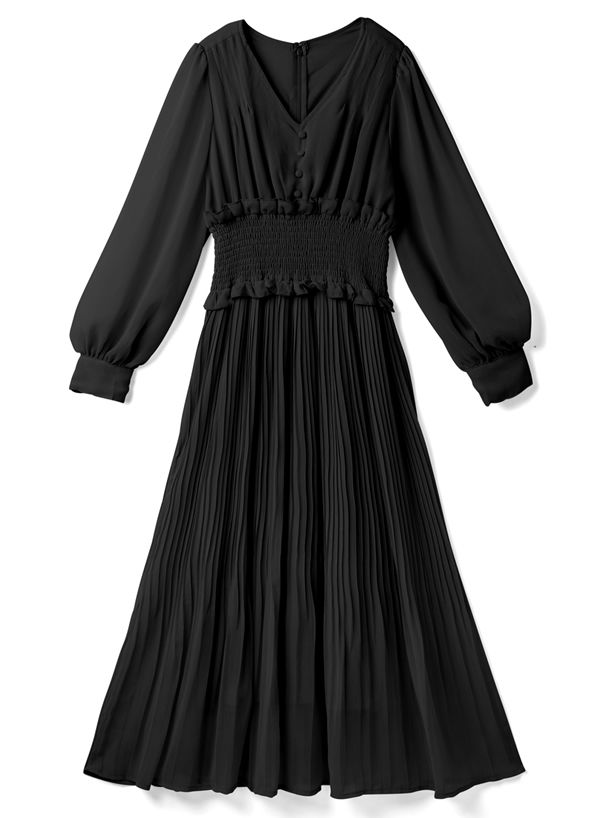 日本 GRL - 氣質V領縮腰修身洋裝-薰衣草