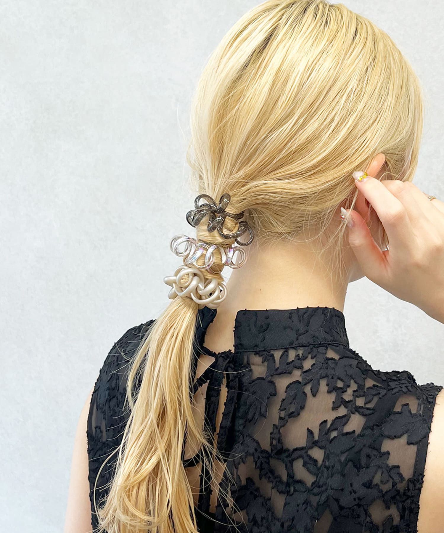 日本 Lattice - 彈力無痕電話線髮圈3件組-質感消光-透明