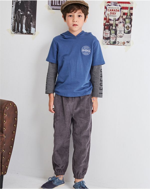 麗嬰房 Little moni - 心絨束口長褲-灰色