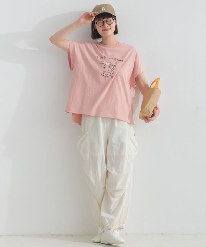 日本 Lupilien - 16OE天竺棉 貓咪印花短袖上衣-炭灰