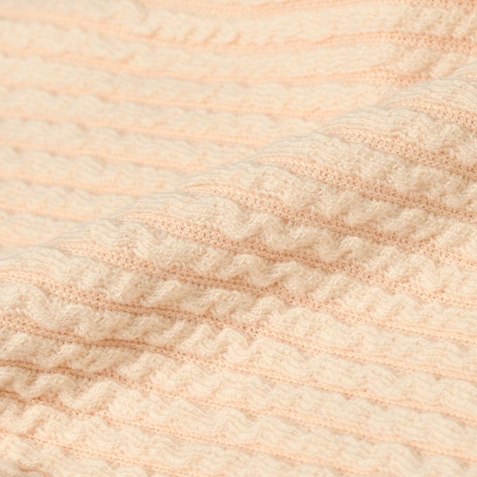 akachan honpo - 麻花針織合身褲-淺卡其色