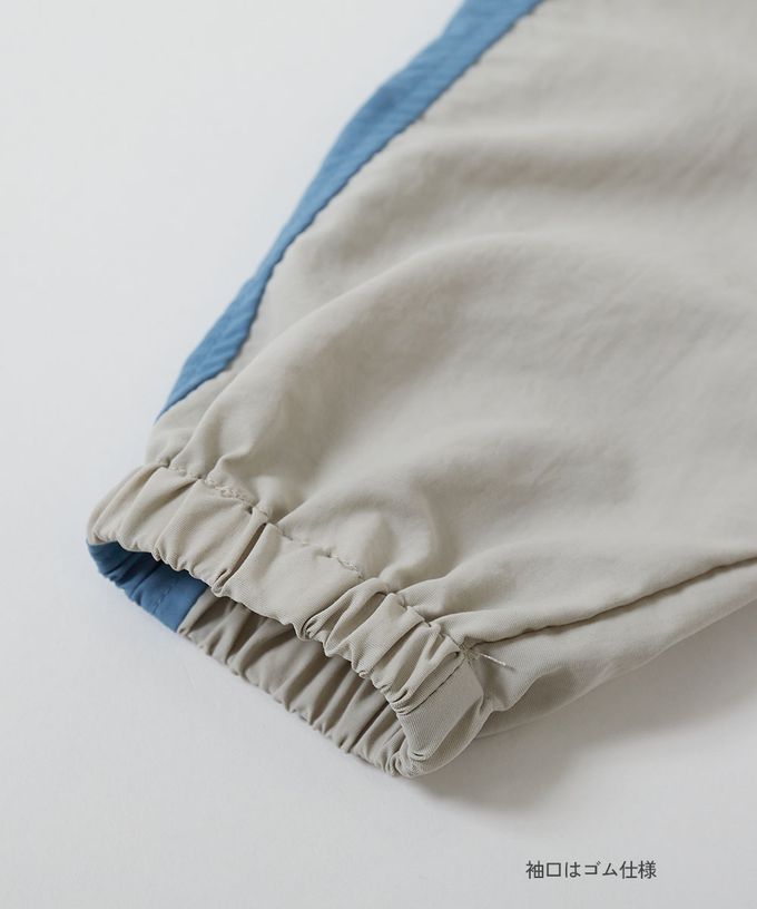 日本 devirock - 防潑水 袖配色輕量尼龍外套-刺繡logo-淺灰x天藍