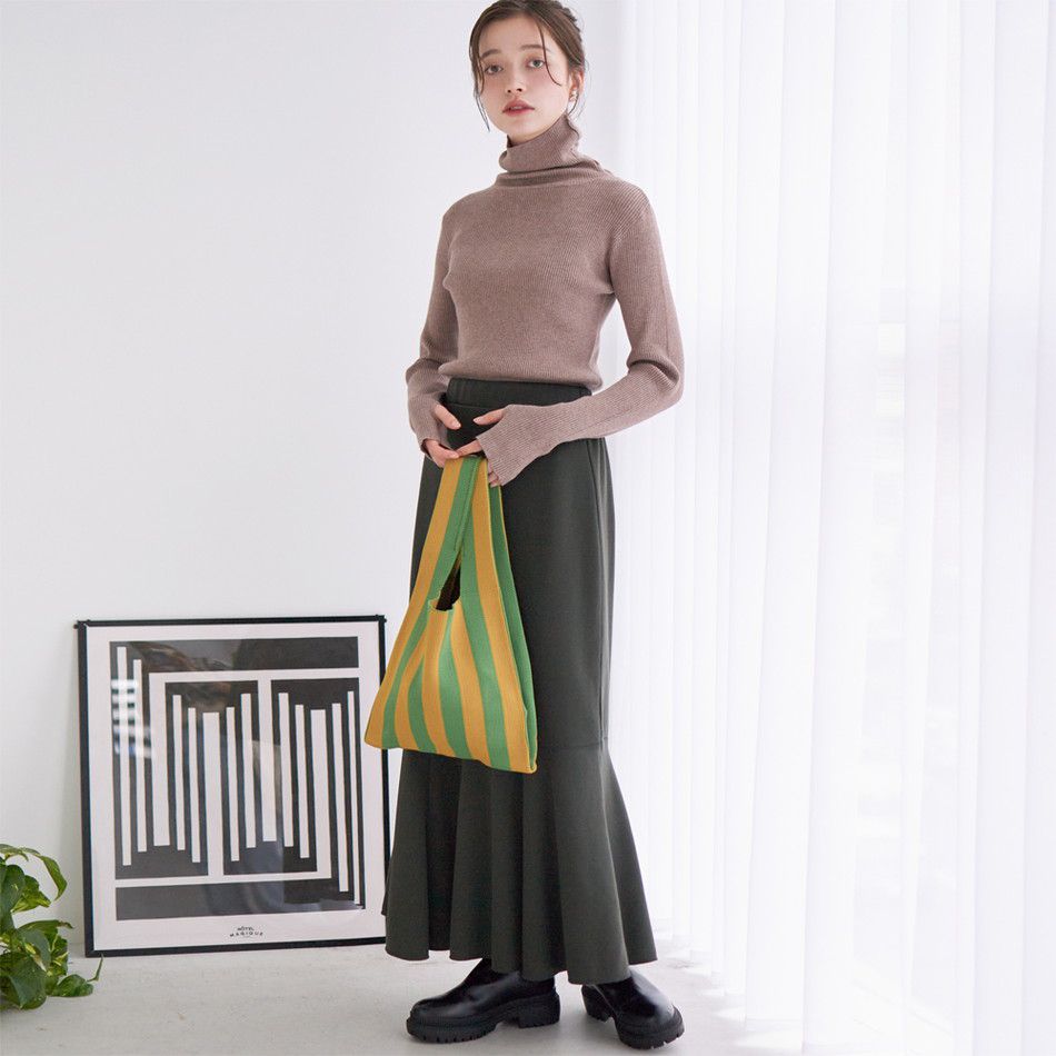 日本 Rejoule - 彈性羅紋針織上衣(附指穴)-象牙杏