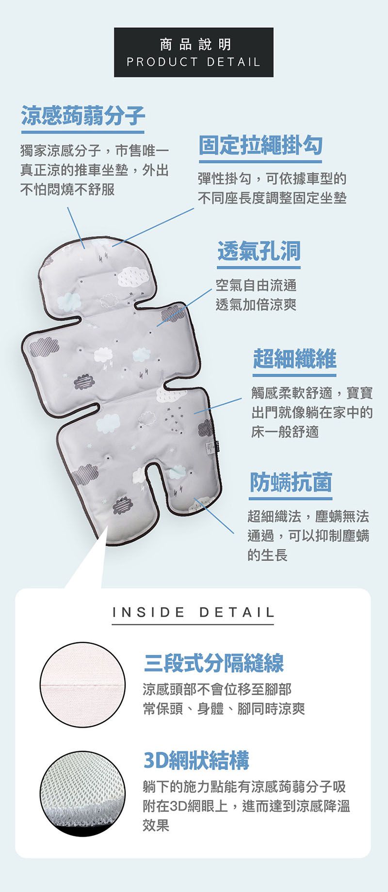 韓國Lolbaby - Hi Jell-O蒟蒻涼感推車座墊-標準款-(時尚淺粉)