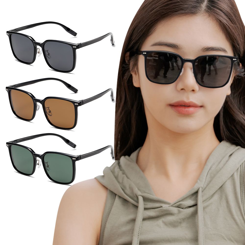 經典百搭TR90方框寶麗來偏光墨鏡│UV400太陽眼鏡│琉墨黑│砂岩棕│曜玉綠