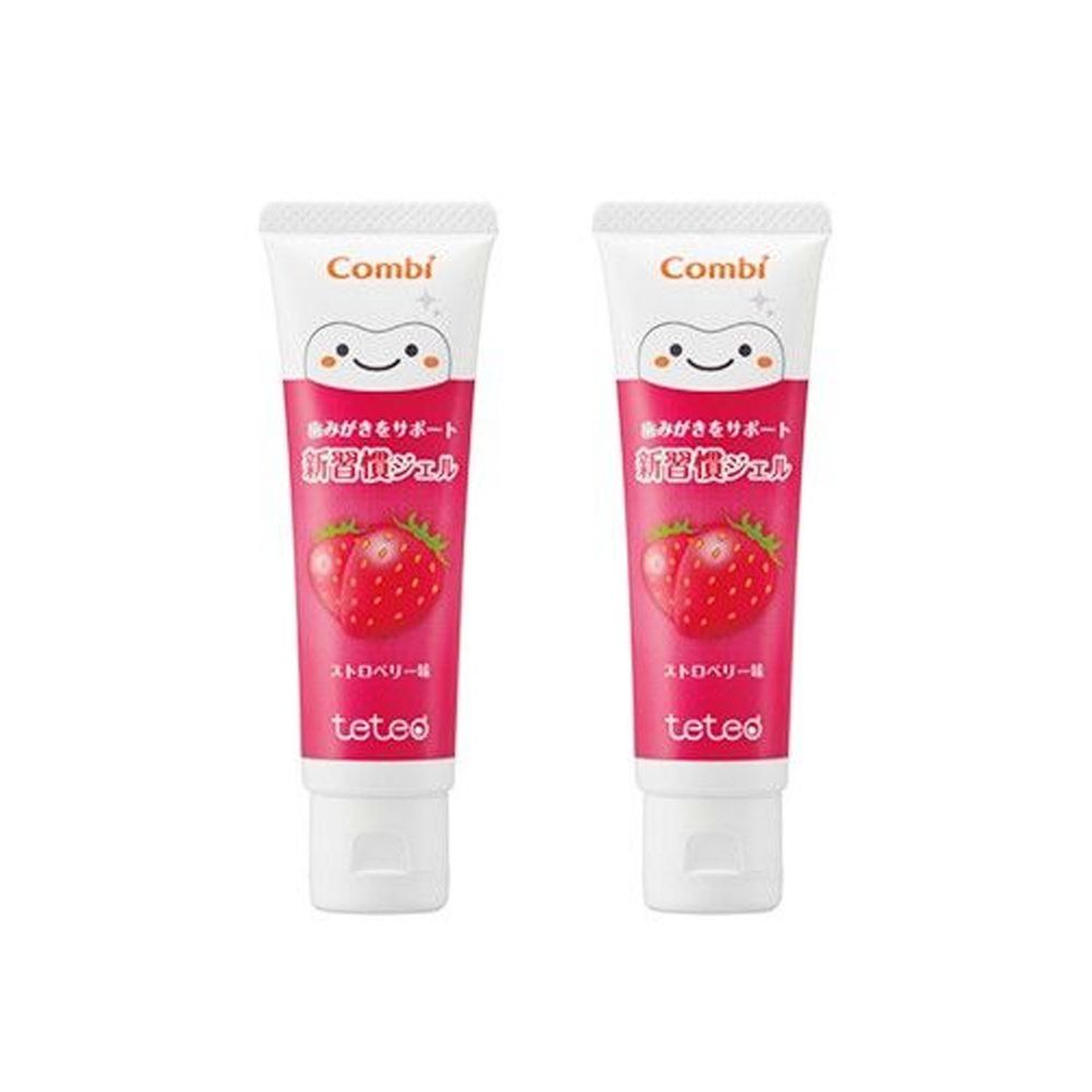 日本 Combi - teteo 幼童含氟牙膏-草莓*2入 (6顆牙(約9個月)以上適用)