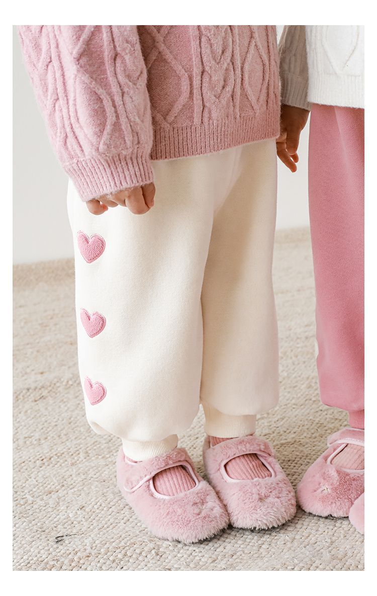 TONGMO - 腰鬆緊運動束口長褲-側邊愛心-桃粉色