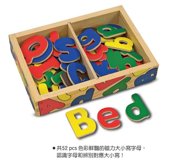 美國瑪莉莎 Melissa & Doug - MD 磁力-英文字母木質磁鐵貼