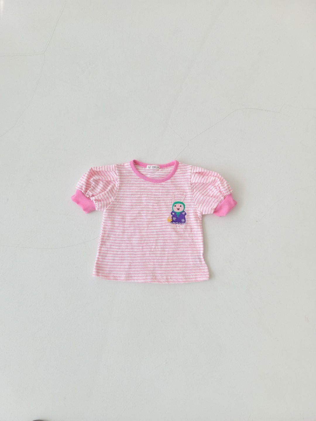 韓國 Mimico - 兔子女孩條紋T