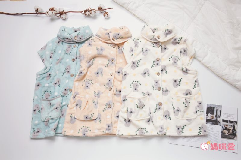 日本 AUBE - 毛茸茸保暖高領家居外套(親子通用款)-無尾熊-淺粉