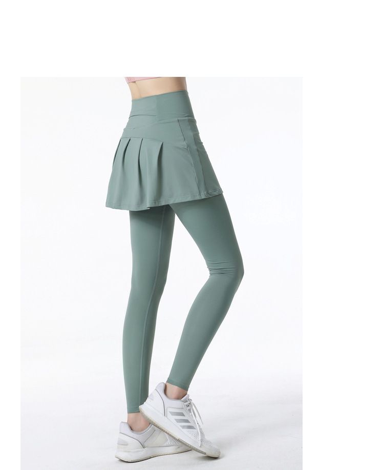 大碼假兩件防走光瑜珈褲裙-灰色