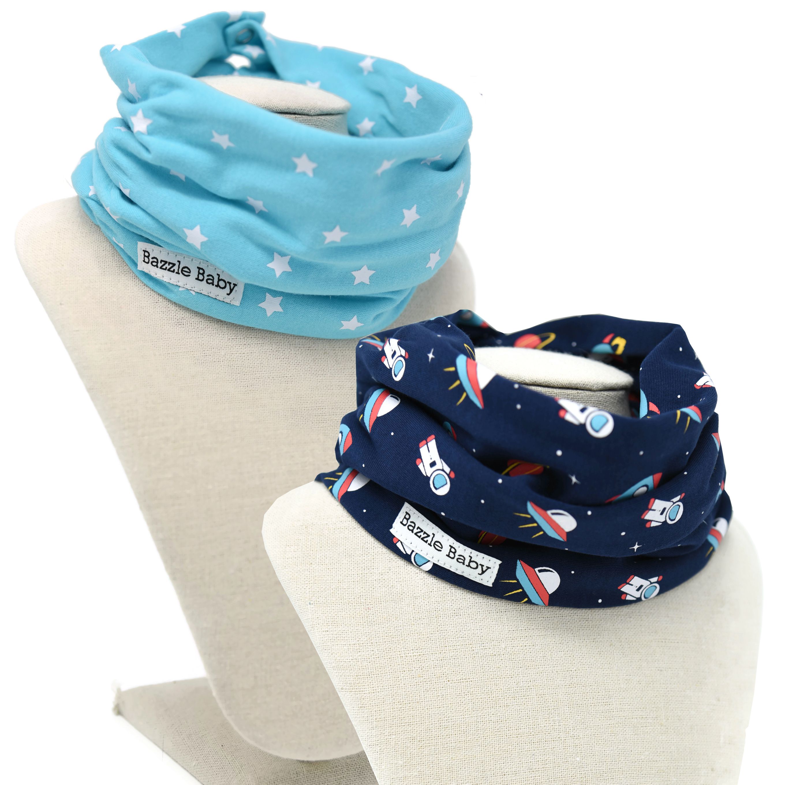 美國 Bazzle baby - 寶寶脖圍圍兜-水藍星星 (41*20cm/1入)