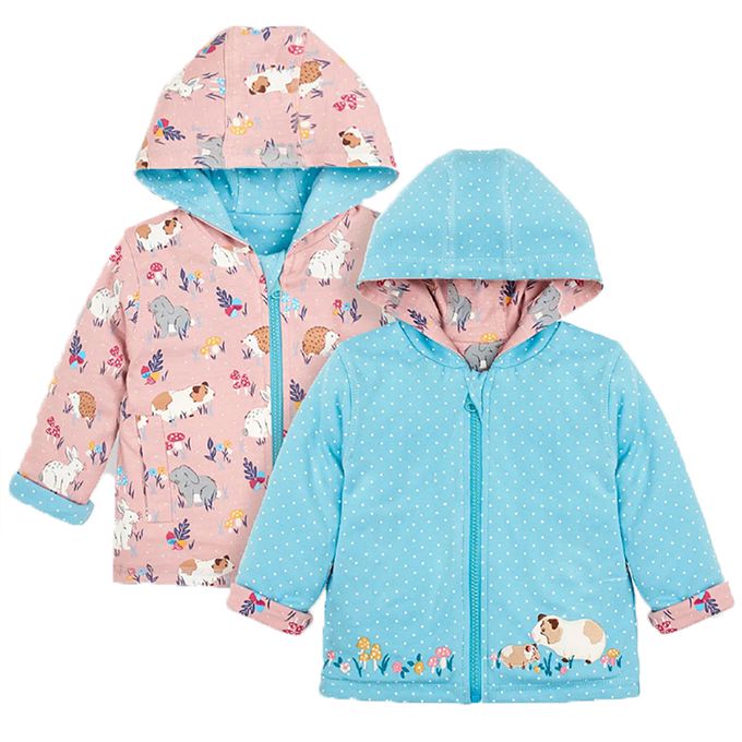 英國 JoJo Maman BeBe - 雙面穿100%純棉保暖連帽外套-天竺鼠