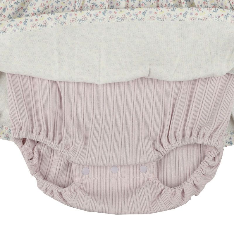 akachan honpo - 長袖外出包屁衣-小花-粉紅色