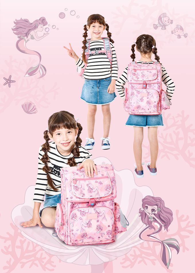 impact 怡寶 - 懸浮磁扣新世代標準型護脊書包-美人魚(IM00706PK) | 身高120~140cm適用 | 精選好禮兩件組（運動襪、筆袋）