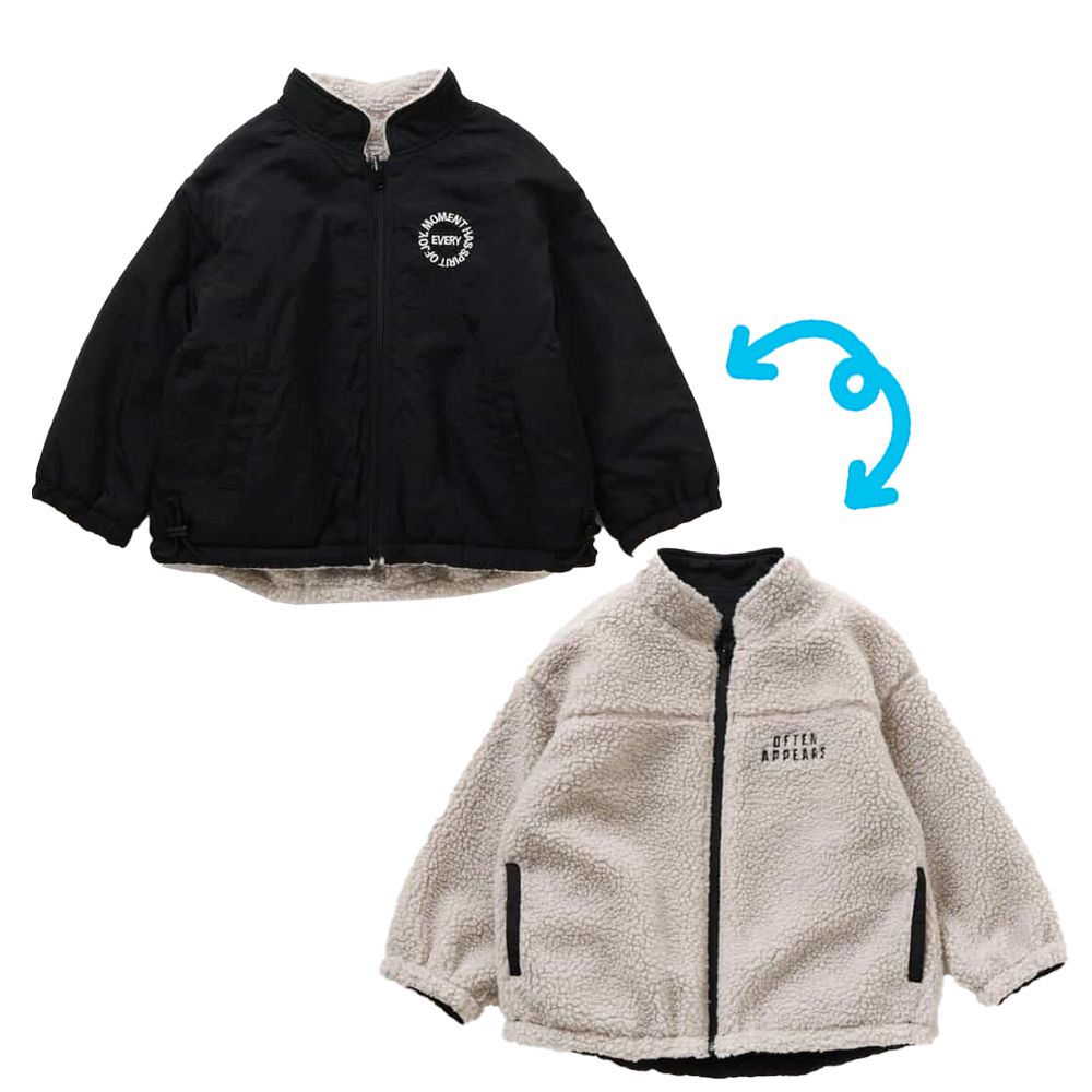 2WAY雙面穿！柔軟毛毛百搭保暖外套-黑X白