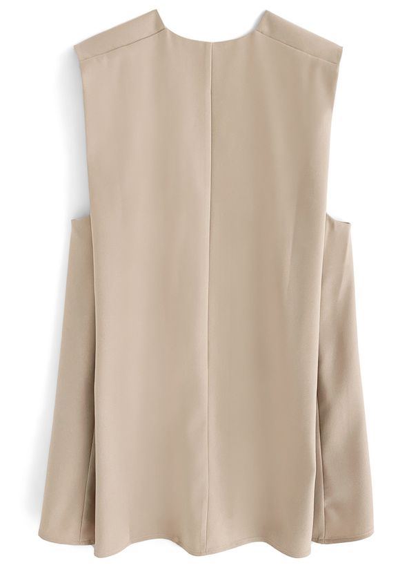 日本 GRL - 優雅V領無袖西裝背心-米杏 (F)