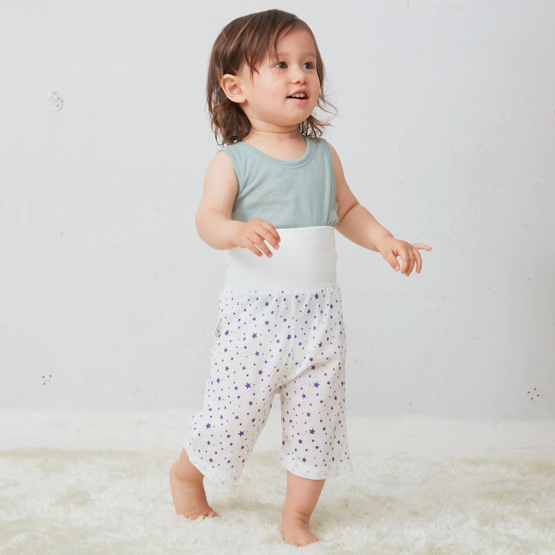 日本千趣會 - GITA 純棉涼爽洞洞腹卷睡褲-星星-白