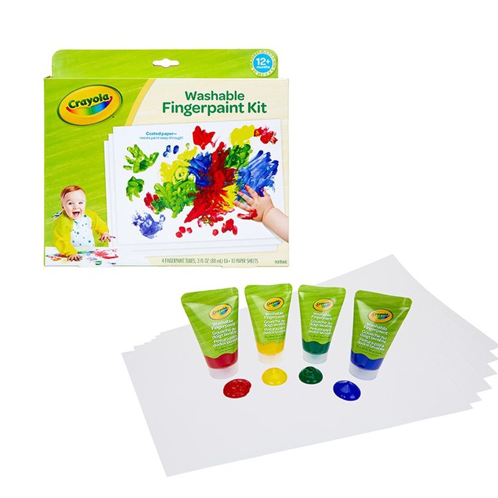Crayola繪兒樂 - 幼兒可水洗手指畫顏料4色組-(紅/黃/藍/綠)