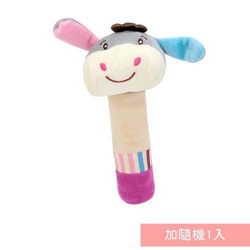 2入-JJOVCE嬰兒手搖鈴 多觸感動物玩具-小驢+隨機1入 (3.5*3.5*17 cm)