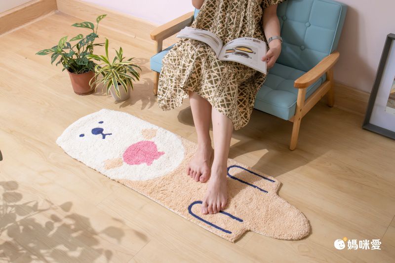 日本代購 - 動物造型長型腳踏墊-鯨魚-水藍 (約35x120cm)