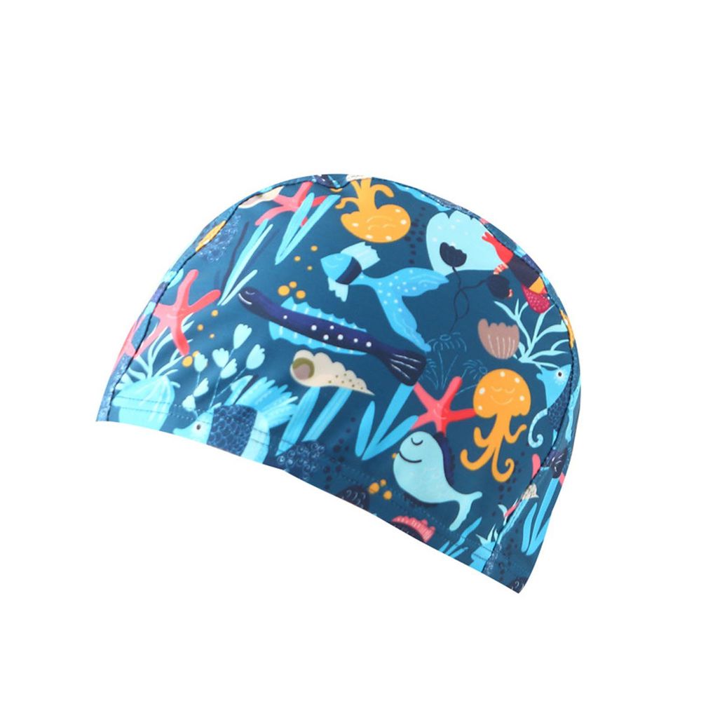 兒童泳帽-海底世界-深藍色 (頭圍48cm)
