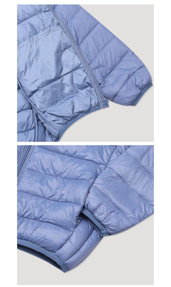 韓國 INDIVIDUEL - 輕量填充棉連帽拉鏈外套-桃粉