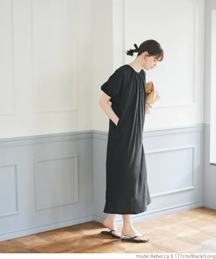 日本 COCA - 甜美後綁帶短袖洋裝-卡其