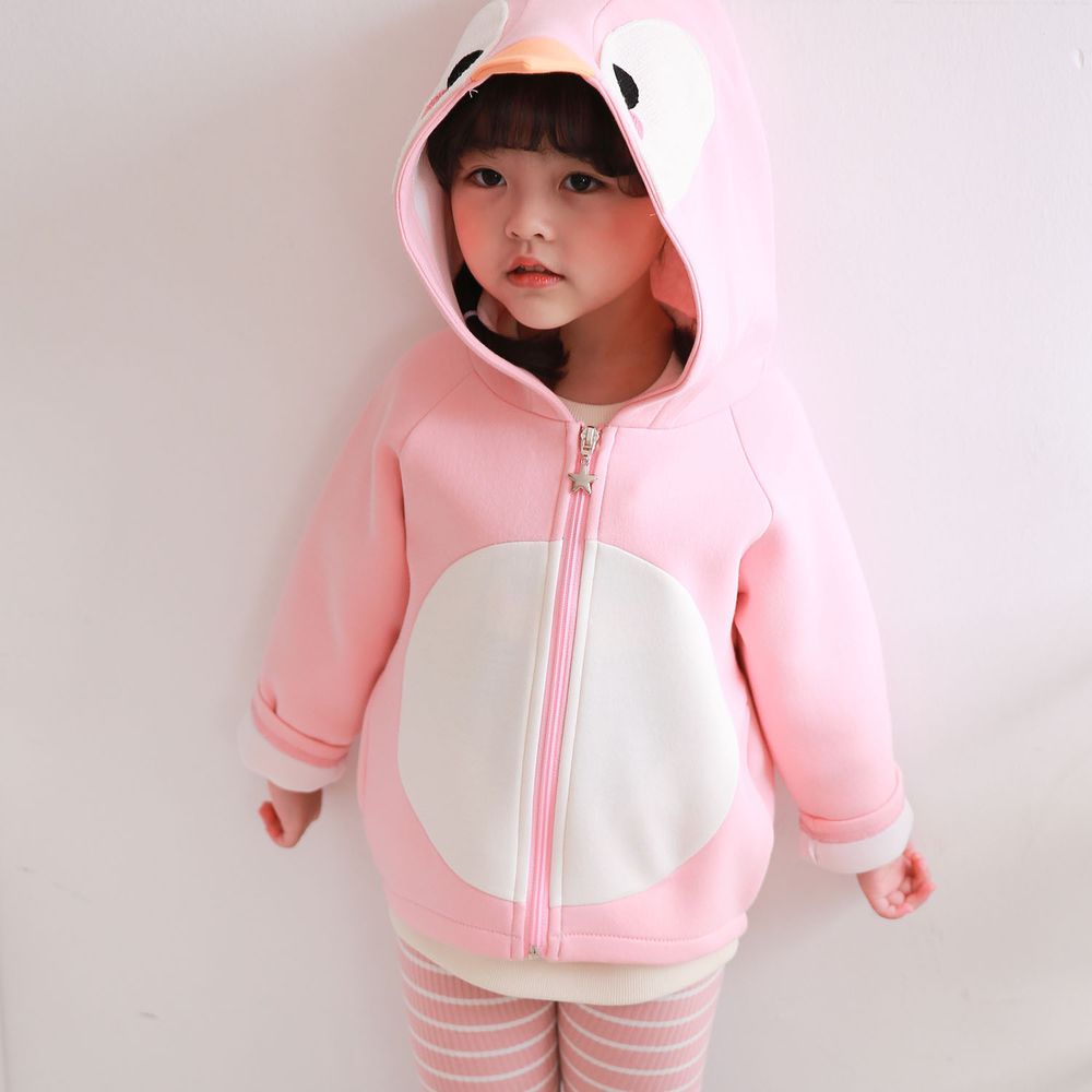 韓國 Coco rabbit - 春季款企鵝造型連帽夾克-粉紅