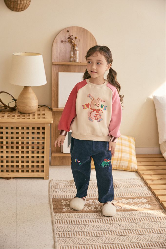 韓國 Mimico - (內磨毛)鬆緊腰動物印長褲-狐狸-淺卡其