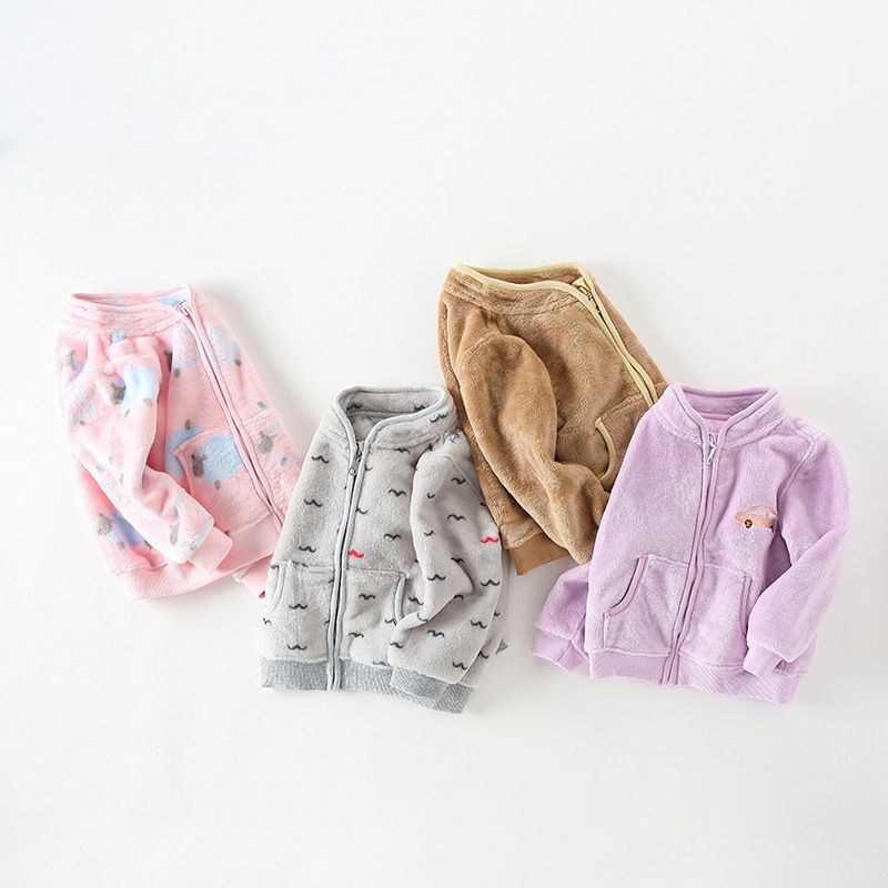 柔軟珊瑚絨立領外套-彩色恐龍