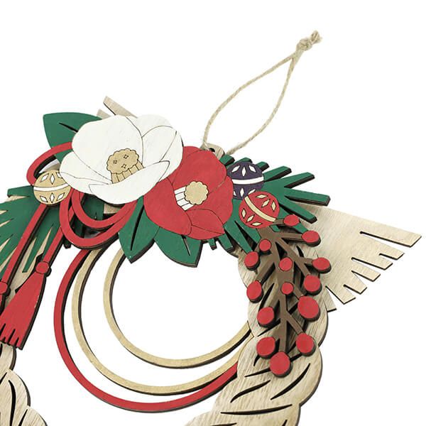 日本代購 - 木製日本新年擺飾/掛飾-注連繩 (W22.5×H22×D1.3cm)