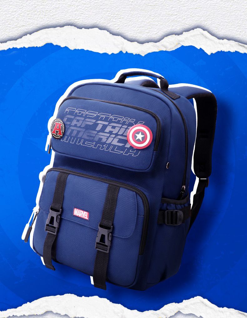 卡通大容量透氣後背包/書包-卡通人物鋼鐵人-黑色 (建議160-175cm)-33x19x46cm