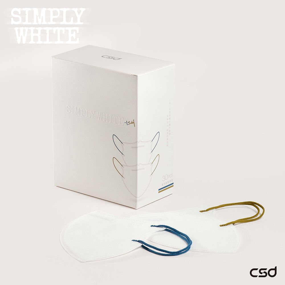 CSD中衛 - 醫療口罩-Simply white-ish 3D(冬日綠*15+冬日藍*15)有色 耳帶