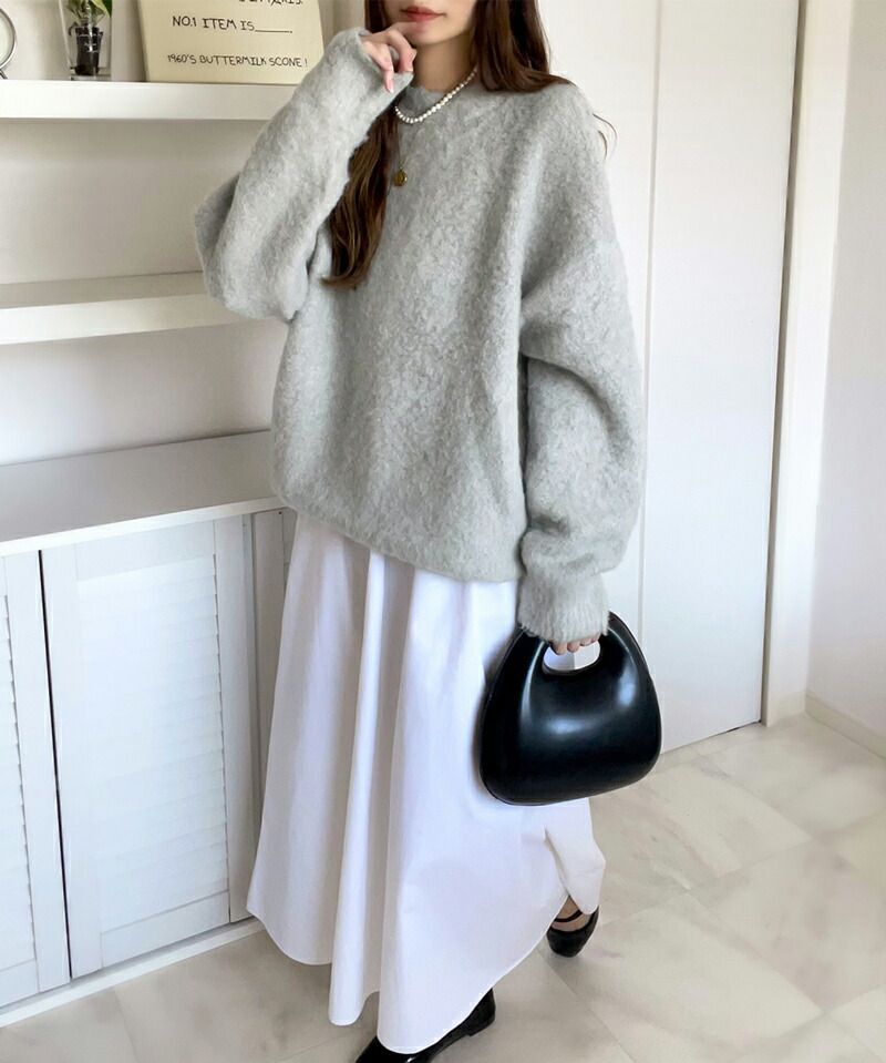 日本 Classical Elf - 2WAY輕量柔軟毛絨寬鬆針織外套-水藍