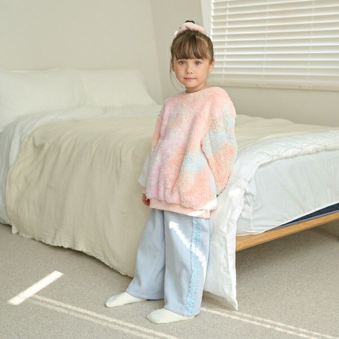 日本 Lycee mine - 夢幻暈染毛茸茸寬鬆長袖上衣-粉橘系