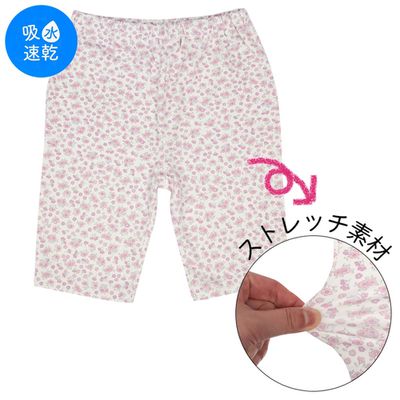 akachan honpo - 5分內搭褲-小花-粉紅色 (100cm)