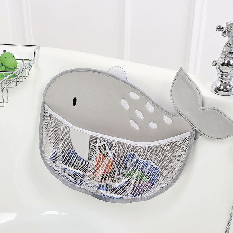 英國 JoJo Maman BeBe - 嬰幼兒沐浴/洗澡/戲水收納袋-灰色鯨魚