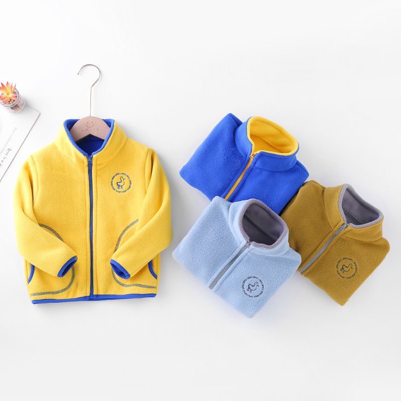 Fleece搖粒絨立領兒童外套-粉+藍