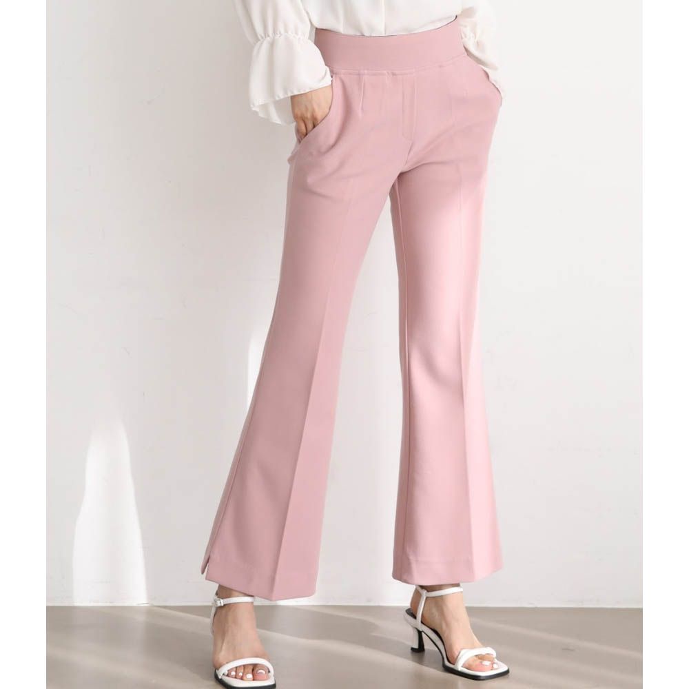 VETICA 韓製顯瘦小腹收收小開衩喇叭褲-夏季ver.-粉